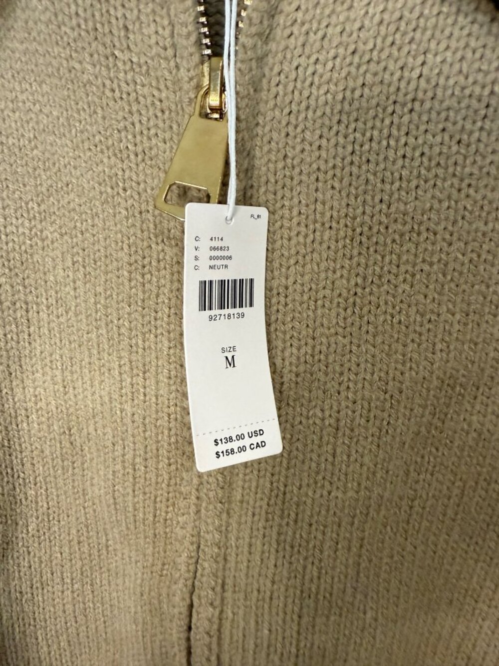 By Anthropologie Faux Leather Mixed Zip Cardigan Sweater Camel Black Medium - Picture 5 of 9